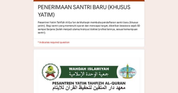 PPDB Santri Baru Pesantren De Muttaqin (Bekerjasama dengan Wahdah Islamiyah)